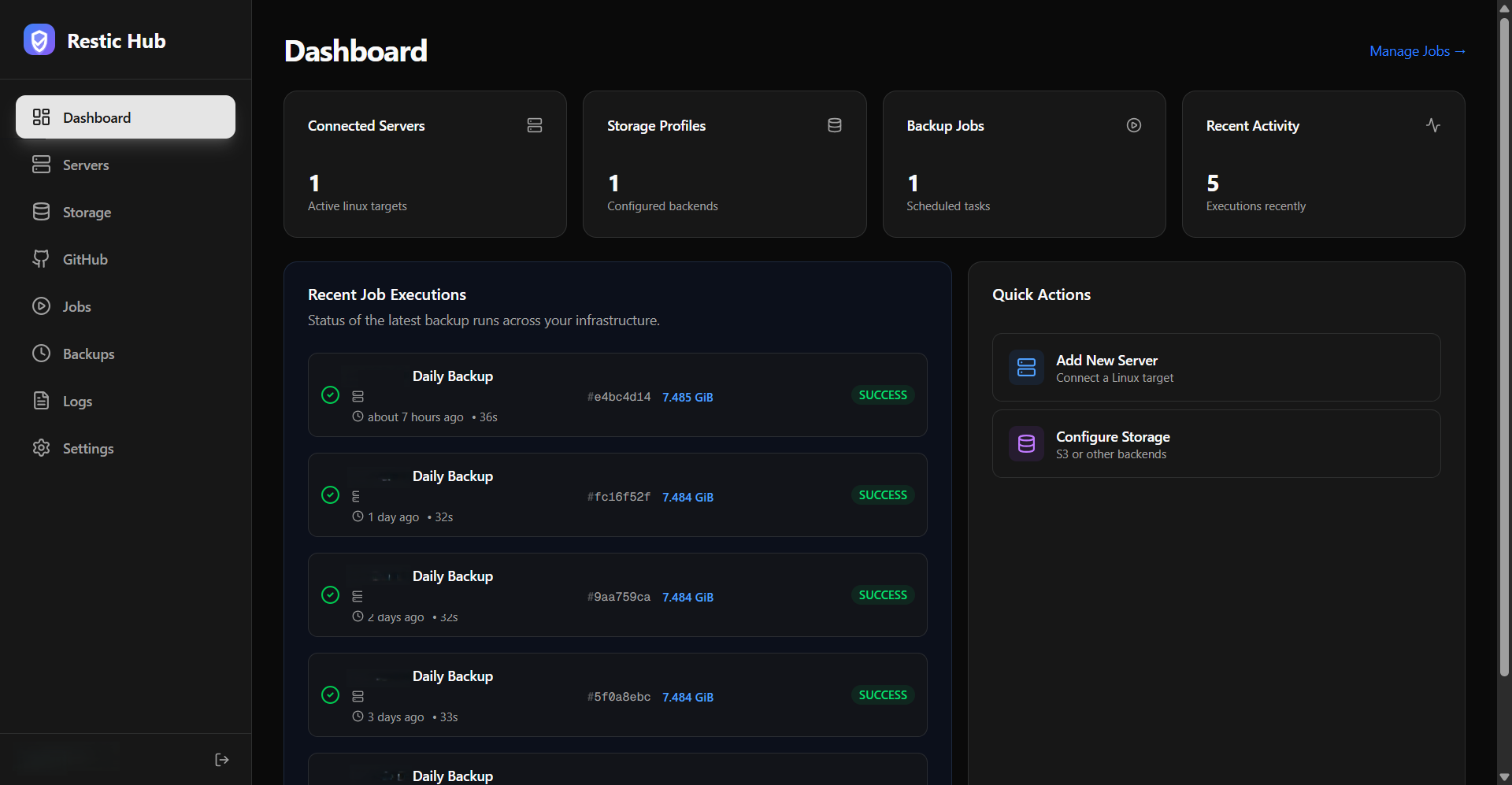 Backup Tool - Dashboard