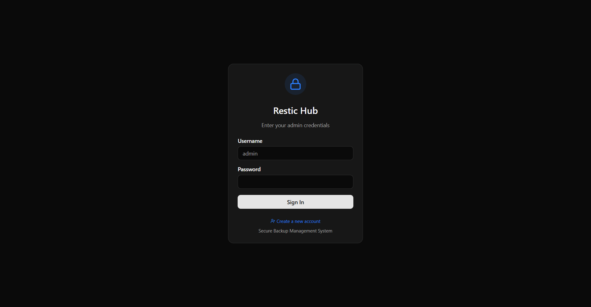 Backup Tool - Login Page